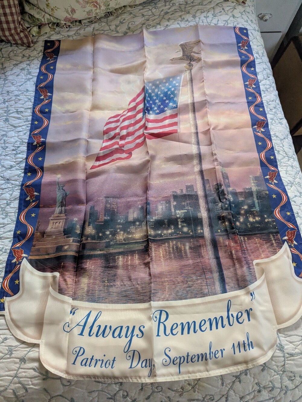 Always remember 9/11 large garden flag Thomas Kinkade